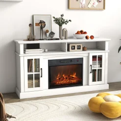 58'' Fireplace TV Stand with Side Cabinets