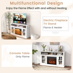 58'' Fireplace TV Stand with Side Cabinets