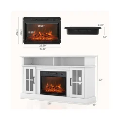 58'' Fireplace TV Stand with Side Cabinets
