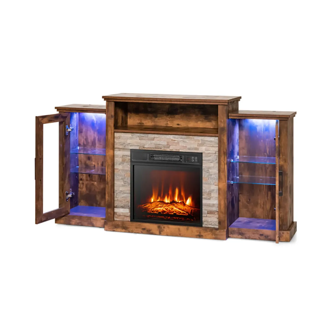 58'' Fireplace TV Stand with Adjustable Shelves