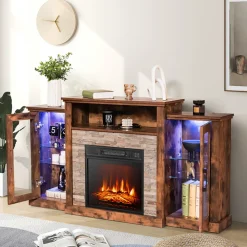 58'' Fireplace TV Stand with Adjustable Shelves