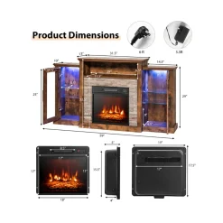 58'' Fireplace TV Stand with Adjustable Shelves