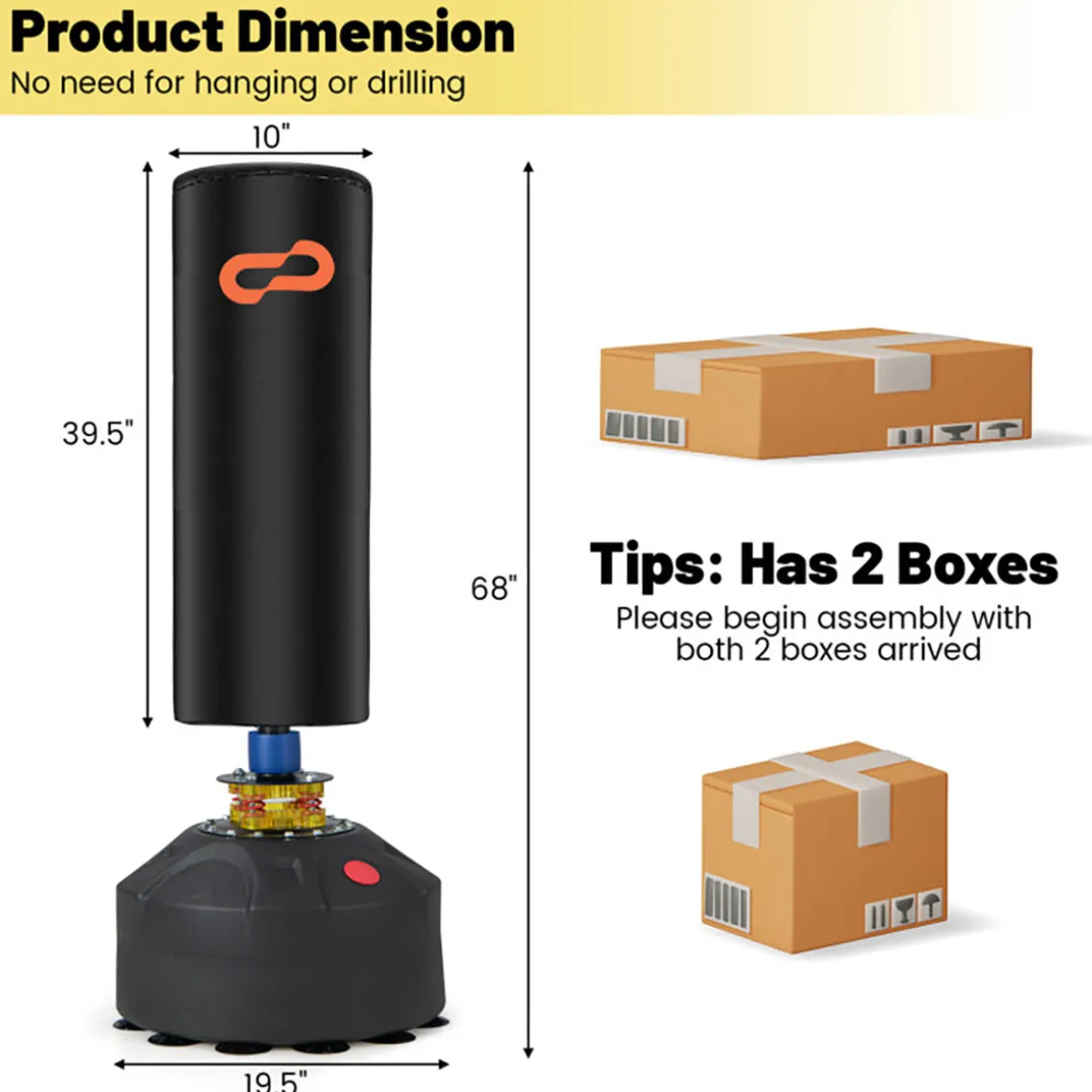 68'' Freestanding Punching and Kickboxing Bag