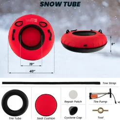 40'' Heavy-Duty Inflatable Snow Sled with Tow Strap