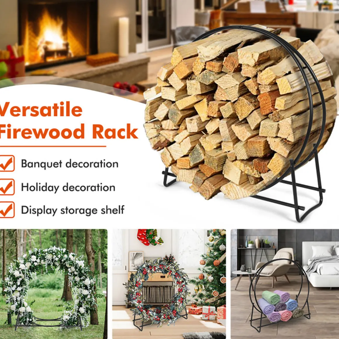 40'' Log Hoop Firewood Storage Rack