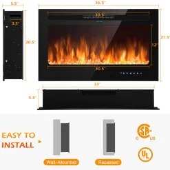 36'' Recessed/Wall-Mounted Electric Fireplace