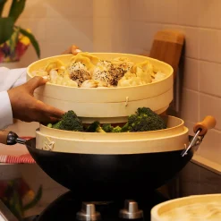 12'' 2-Tier Bamboo Steamer Baskets