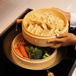 12'' 2-Tier Bamboo Steamer Baskets