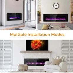60'' Ultra-Thin Recessed/Wall-Mounted Electric Fireplace