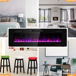 60'' Ultra-Thin Recessed/Wall-Mounted Electric Fireplace